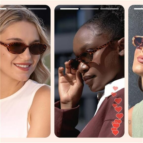 Polarized Oval Sunglasses Women Men UV Protection Retro Vintage Trendy Shades - Picture 2 of 7